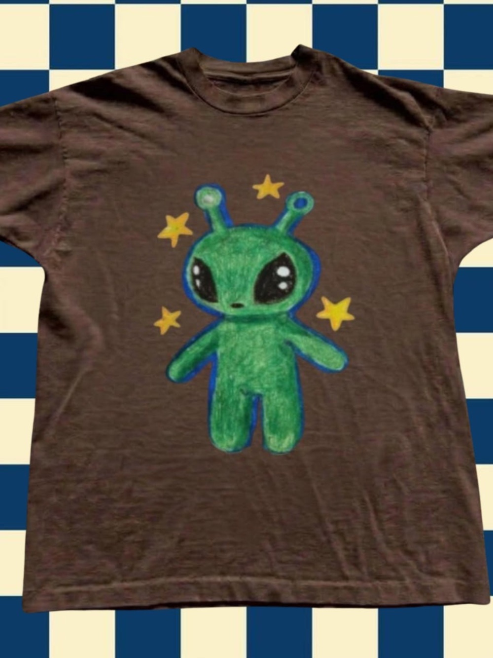 Dark Chocolate alien with stars graphic t-shirt